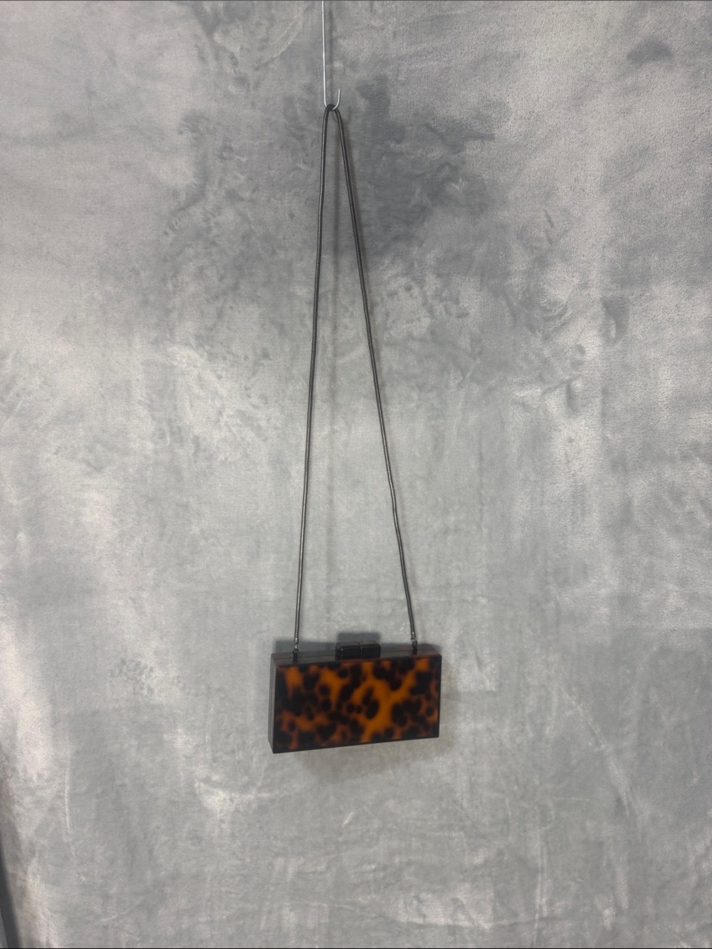 Sam Edelman Tortoiseshell Box Clutch with Chain Strap - Brown & Black